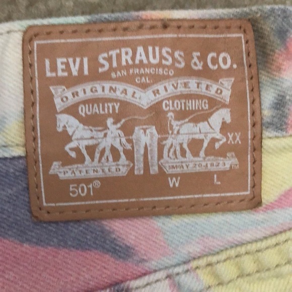 Levi's 501 Rare Button Fly Distressed Cut-Off Raw Hem Grunge Tie Dye Shorts - Picture 13 of 16